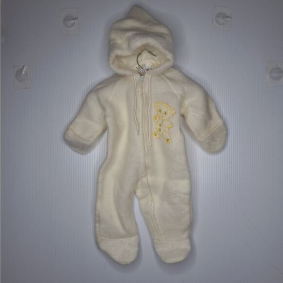 Vintage Quiltex Gnome Hooded Sleeper Fleece Zippie Teddy Bear Bunting Retro - Picture 13 of 13